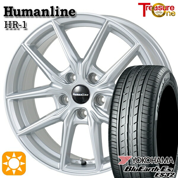 【取付対象】170シエンタ 185/60R15 84H ヨコハマ ブルーアース ES32 トレジャーワン ヒューマンライン HR1 シルバー 15インチ 6.0J 5H100 サマータイヤホイールセット |エムオートギャラリー