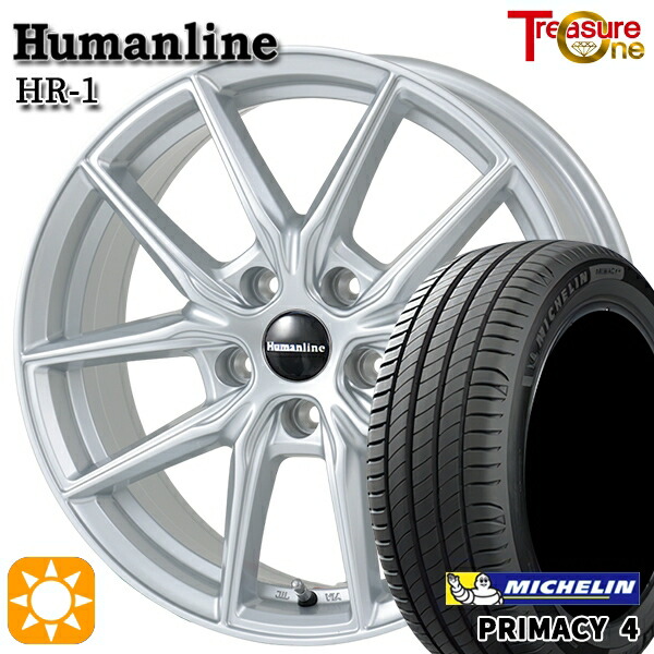 【取付対象】セレナ ラフェスタ 195/60R16 93V XL ミシュラン プライマシー4 トレジャーワン ヒューマンライン HR1 シルバー 16インチ 6.5J 5H114.3 サマータイヤホイールセット 58,080円