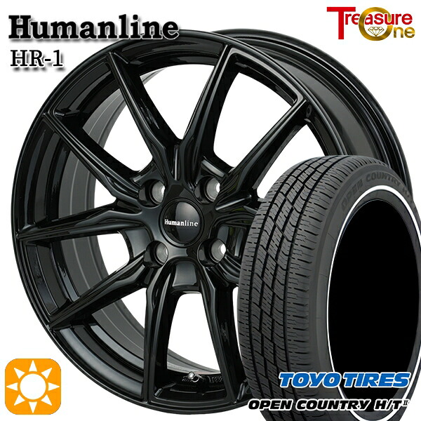 【取付対象】155/65R14 75H トーヨー オープンカントリー H/T2 WR トレジャーワン ヒューマンライン HR1 ブラック 14インチ 4.5J 4H100 サマータイヤホイールセット