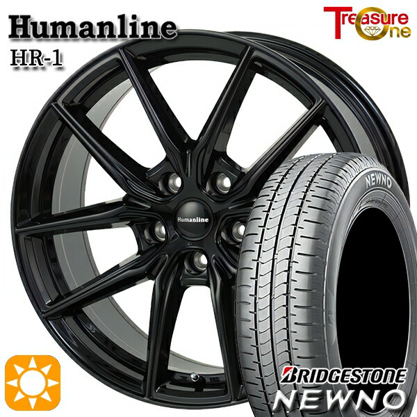 【取付対象】セレナ ラフェスタ 195/60R16 89H ブリヂストン ニューノ トレジャーワン ヒューマンライン HR1 ブラック 16インチ 6.5J 5H114.3 サマータイヤホイールセット