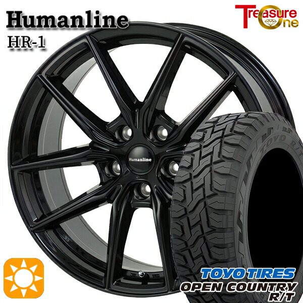 【取付対象】エクストレイル フォレスター 225/60R17 99Q トーヨー オープンカントリー R/T トレジャーワン ヒューマンライン HR1 ブラック 17インチ 7.0J 5H114.3 サマータイヤホイールセット