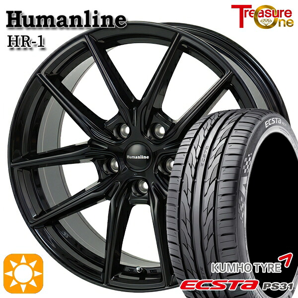 【取付対象】エスティマ ヤリスクロス 215/60R16 95V クムホ エクスタ PS31 トレジャーワン ヒューマンライン HR1 ブラック 16インチ 6.5J 5H114.3 サマータイヤホイールセット ｜エムオートギャラリー 50,220円