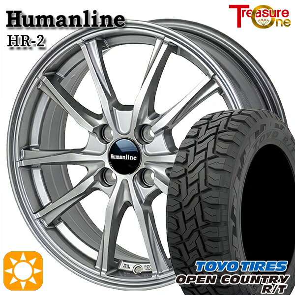 【取付対象】アクア クロスビー 175/60R16 82Q トーヨー オープンカントリー R/T トレジャーワン ヒューマンライン HR2 ダークグレー 16インチ 6.0J 4H100 サマータイヤホイールセット |エムオートギャラリー