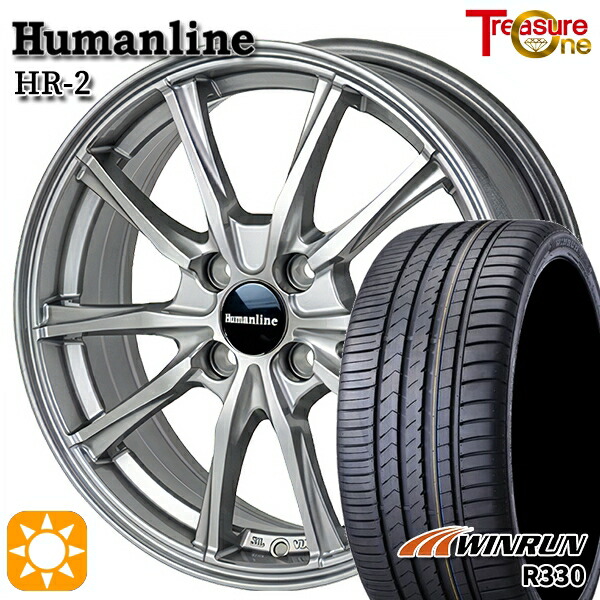 【取付対象】アクア クロスビー 185/55R16 83V ウィンラン R330 トレジャーワン ヒューマンライン HR2 ダークグレー 16インチ 6.0J 4H100 サマータイヤホイールセット