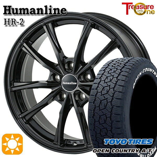 【取付対象】クラウンクロスオーバー 225/60R18 100H トーヨー オープンカントリーA/T3 ホワイトレター トレジャーワン ヒューマンライン HR2 BK ※球面 M14ボルト対応 18インチ 7.0J 5H114.3 +40 サマータイヤホイールセット |エムオートギャラリー
