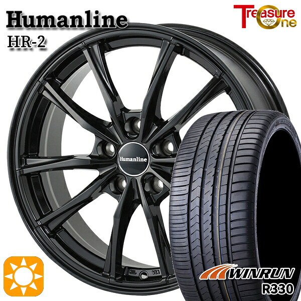 【取付対象】エスクァイア セレナ 205/50R17 93W XL ウィンラン R330 トレジャーワン ヒューマンライン HR2 ブラック 17インチ 7.0J 5H114.3 サマータイヤホイールセット