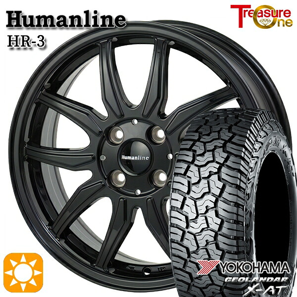 【取付対象】アゲトラ 165/65R14 ヨコハマ ジオランダーX-AT G016 トレジャーワン ヒューマンライン HR3 ブラック 14インチ 4.5J 4H100 サマータイヤホイールセット ｜エムオートギャラリー