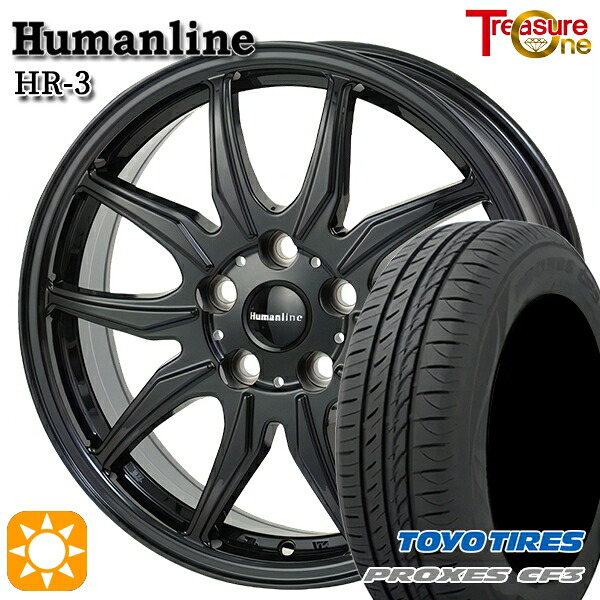 【取付対象】エスティマ ヤリスクロス 215/60R16 95H トーヨー プロクセス CF3 トレジャーワン ヒューマンライン HR3 ブラック 16インチ 6.5J 5H114.3 サマータイヤホイールセット