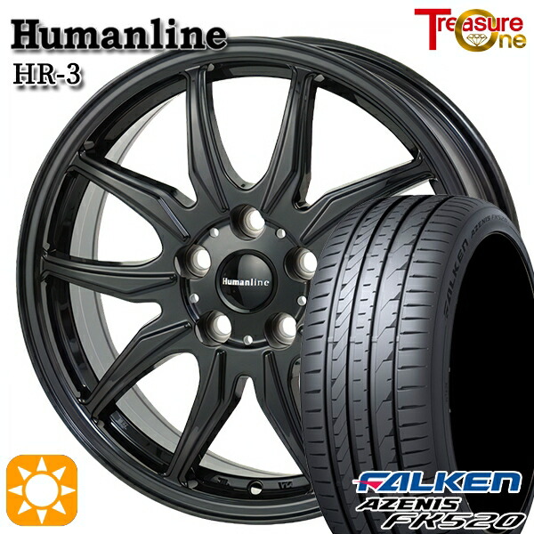 【取付対象】ジェイド アクセラ 225/40R18 92Y XL ファルケン アゼニス FK520 トレジャーワン ヒューマンライン HR3 ブラック 18インチ 7.0J 5H114.3 サマータイヤホイールセット