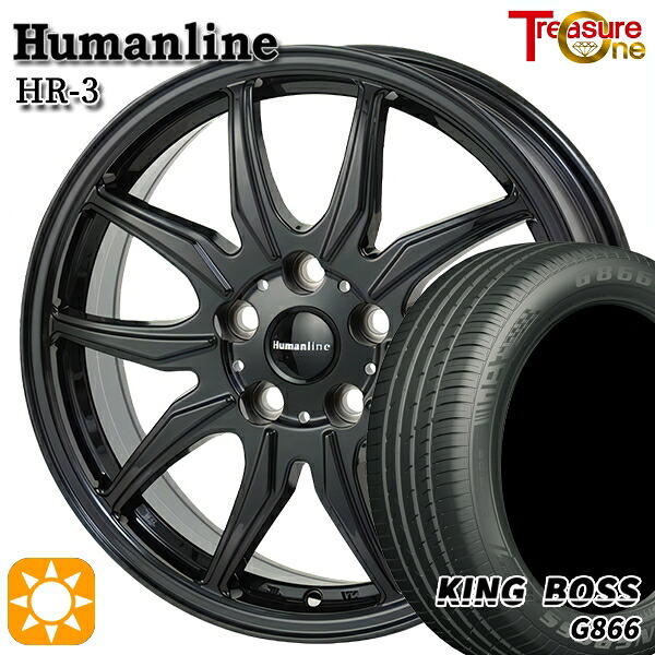 【取付対象】リーフ レヴォーグ 215/50R17 95W XL キングボス G866 トレジャーワン ヒューマンライン HR3 ブラック 17インチ 7.0J 5H114.3 サマータイヤホイールセット
