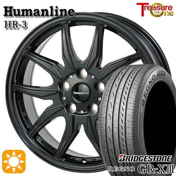 【取付対象】カムリ ヴェゼル 215/55R17 94V ブリヂストン レグノ GR-X3 トレジャーワン ヒューマンライン HR3 ブラック 17インチ 7.0J 5H114.3 サマータイヤホイールセット