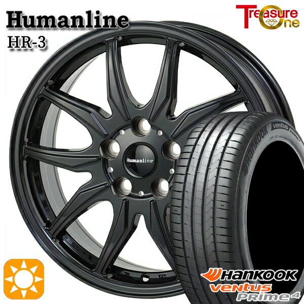 【取付対象】プリウスα ストリーム 205/60R16 96V XL ハンコック veNtus PRime4 K135 トレジャーワン ヒューマンライン HR3 ブラック 16インチ 6.5J 5H114.3 サマータイヤホイールセット 51,900円
