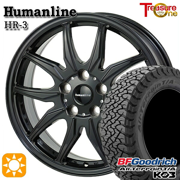 【取付対象】ハリアー エクストレイル 225/65R17 107/103S RBL BFグッドリッチ オールテレーン T/A KO3 トレジャーワン ヒューマンライン HR3 ブラック 17インチ 7.0J 5H114.3 サマータイヤホイールセット