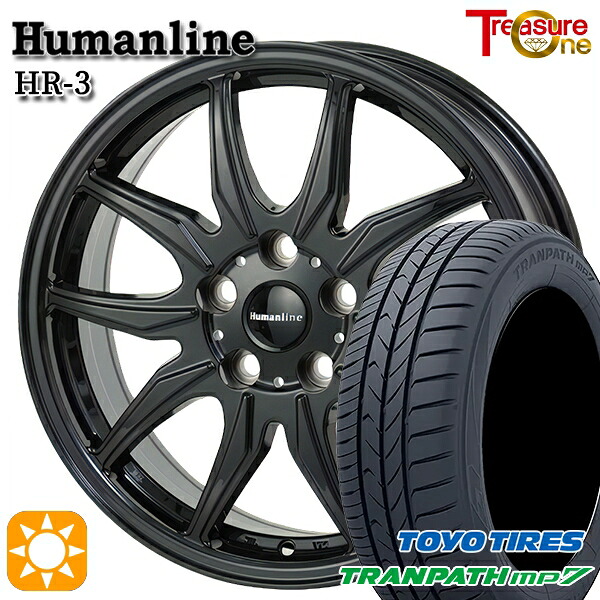 【取付対象】C-HR レガシィB4 225/50R18 95V トーヨー トランパス mp7 トレジャーワン ヒューマンライン HR3 ブラック 18インチ 7.0J 5H114.3 サマータイヤホイールセット