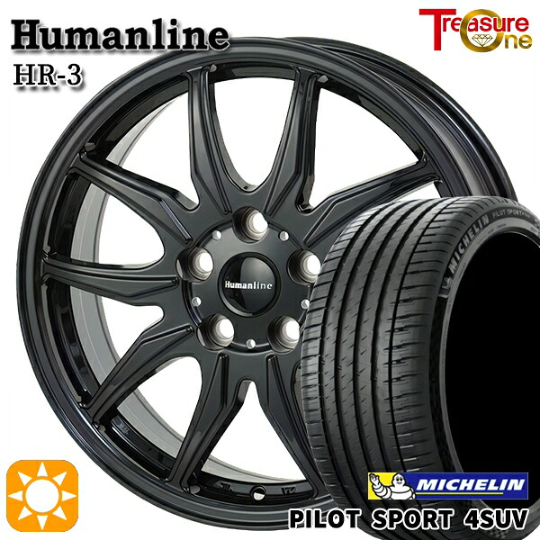 【取付対象】40アルファード 225/65R17 106V XL ミシュラン パイロットスポーツ4 SUV トレジャーワン ヒューマンライン HR3 ブラック トヨタ純正 平座ナット対応 17インチ 6.5J 5H120 サマータイヤホイールセット |エムオートギャラリー