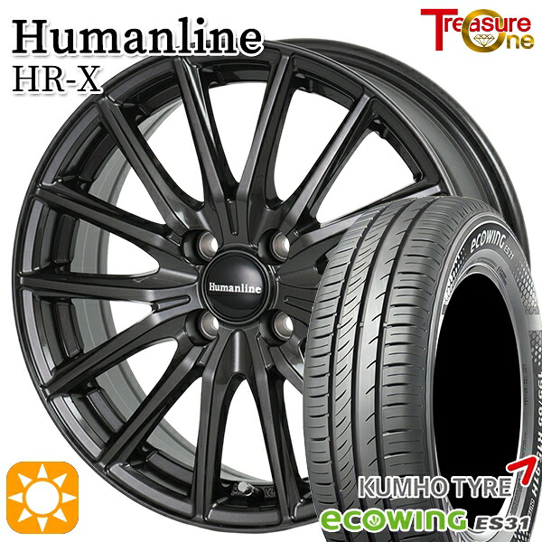 【取付対象】フィット デミオ 175/65R14 82T クムホ エコウィング ES31 トレジャーワン ヒューマンライン HRX TB 14インチ 5.0J 4H100 サマータイヤホイールセット |エムオートギャラリー