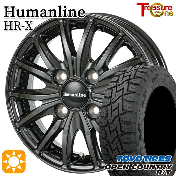 【取付対象】軽トラ 145/80R12 80/78N LT トーヨー オープンカントリー R/T トレジャーワン ヒューマンライン HRX TB 12インチ 3.50B 4H100+42 サマータイヤホイールセット