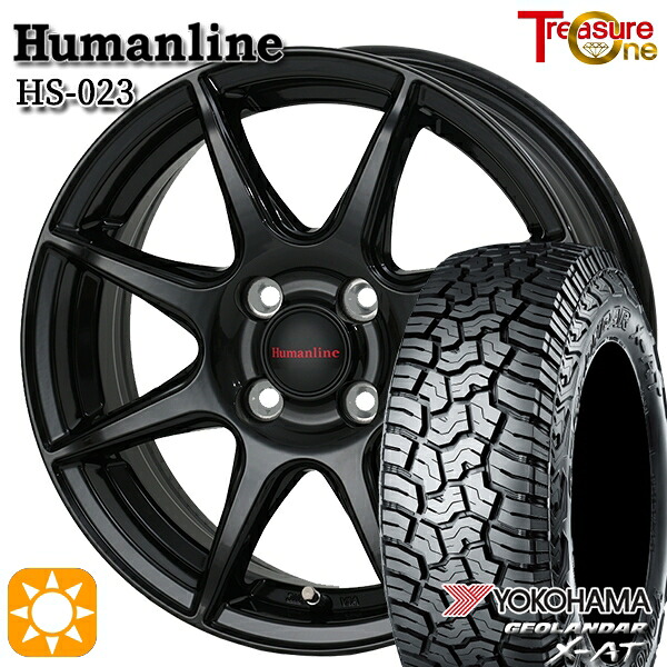 【取付対象】155/65R14 ヨコハマ ジオランダーX-AT G016 トレジャーワン ヒューマンライン HS023 ブラック 14インチ 4.5J 4H100 サマータイヤホイールセット ｜エムオートギャラリー
