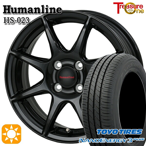 【取付対象】フィット デミオ 175/65R14 82S トーヨー ナノエナジー3プラス トレジャーワン ヒューマンライン HS023 ブラック 14インチ 5.5J 4H100 サマータイヤホイールセット