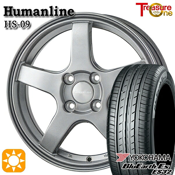 【取付対象】175/60R16 82H ヨコハマ ブルーアース ES32 トレジャーワン ヒューマンライン HS09 ダークグレー 16インチ 6.0J 4H100 サマータイヤホイールセット