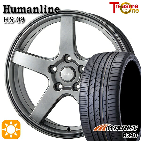 【取付対象】フォレスターSK9/SKE エクストレイル 225/55R17 101W XL ウィンラン R330 トレジャーワン ヒューマンライン HS09 ダークグレー 17インチ 7.0J 5H114.3 サマータイヤホイールセット
