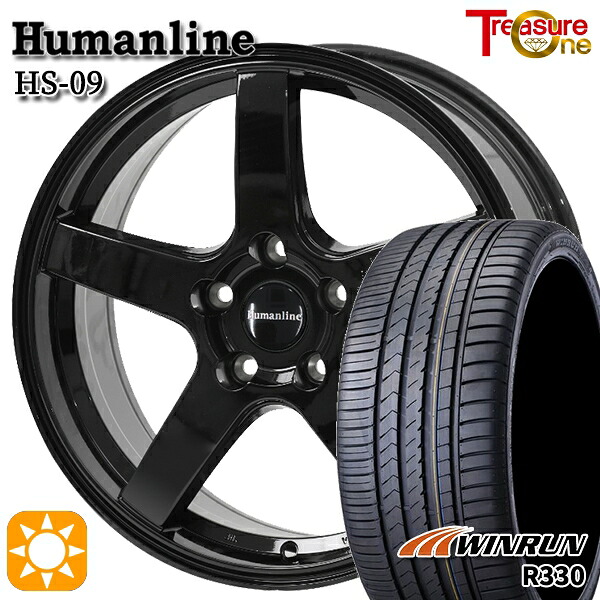 【取付対象】インプレッサXV フォレスターSH 225/55R17 101W XL ウィンラン R330 トレジャーワン ヒューマンライン HS09 ブラック 17インチ 7.0J 5H100 サマータイヤホイールセット |エムオートギャラリー