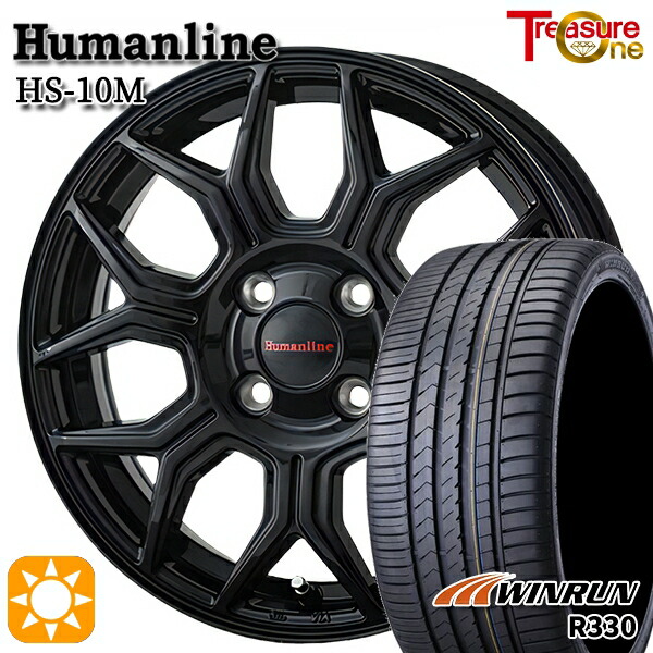【取付対象】アクア ヤリス 195/50R16 88V XL ウィンラン R330 トレジャーワン ヒューマンライン HS10M ブラック 16インチ 6.5J 4H100 サマータイヤホイールセット |エムオートギャラリー