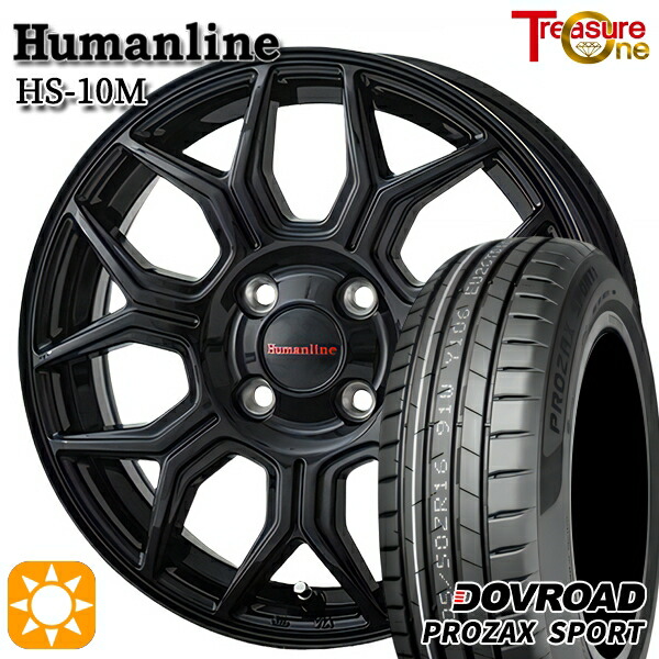 【取付対象】マツダ2 ノート 205/45R17 88W XL DOVROAD プロザックススポーツ トレジャーワン ヒューマンライン HS10M ブラック 17インチ 6.5J 4H100 サマータイヤホイールセット