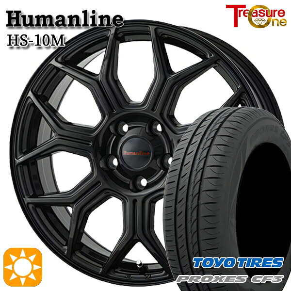 【取付対象】エスティマ ヤリスクロス 215/60R16 95H トーヨー プロクセス CF3 トレジャーワン ヒューマンライン HS10M ブラック 16インチ 6.5J 5H114.3 サマータイヤホイールセット