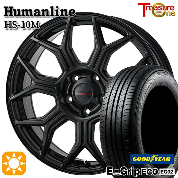 【取付対象】プリウスα ストリーム 205/60R16 92H グッドイヤー エフィシェントグリップ EG02 トレジャーワン ヒューマンライン HS10M ブラック 16インチ 6.5J 5H114.3 サマータイヤホイールセット