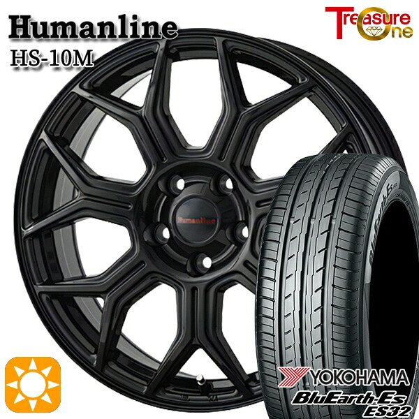 【取付対象】フリードクロスター 185/65R15 88S ヨコハマ ブルーアース ES32 トレジャーワン ヒューマンライン HS10M ブラック 15インチ 6.0J 5H114.3 +45 サマータイヤホイールセット |エムオートギャラリー