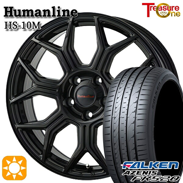 【取付対象】225/45R18 95Y XL ファルケン アゼニス FK520 トレジャーワン ヒューマンライン HS10M ブラック 18インチ 7.0J 5H114.3 サマータイヤホイールセット |エムオートギャラリー