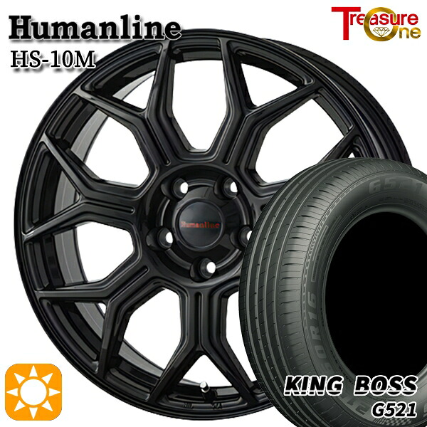 【取付対象】215/60R16 95V キングボス G521 トレジャーワン ヒューマンライン HS10M ブラック 16インチ 6.5J 5H114.3 サマータイヤホイールセット |エムオートギャラリー