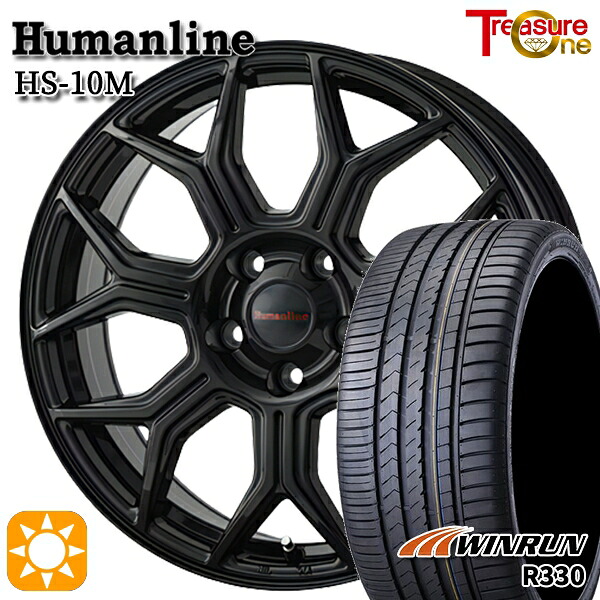 【取付対象】エスクァイア セレナ 205/50R17 93W XL ウィンラン R330 トレジャーワン ヒューマンライン HS10M ブラック 17インチ 7.0J 5H114.3 サマータイヤホイールセット