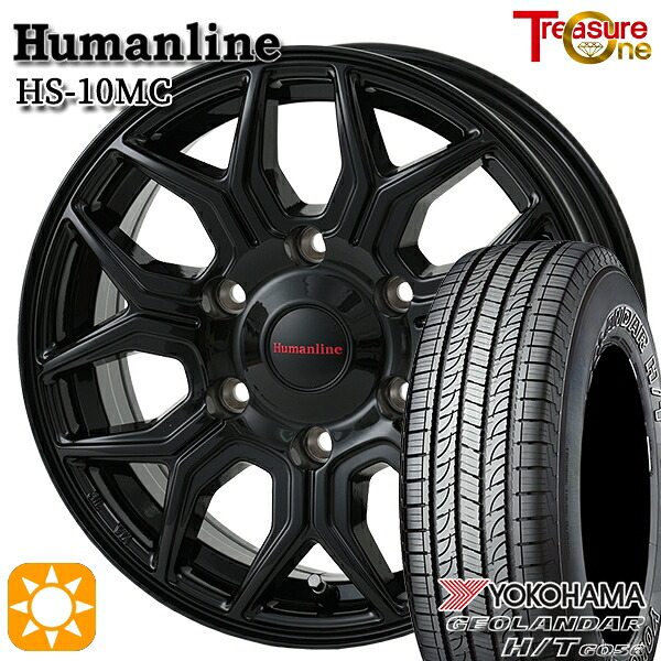 【取付対象】200系ハイエース 195/80R15 107/105L ヨコハマ ジオランダー H/T G056 トレジャーワン ヒューマンライン HS10MC ブラック 15インチ 6.0J 6H139.7 サマータイヤホイールセット