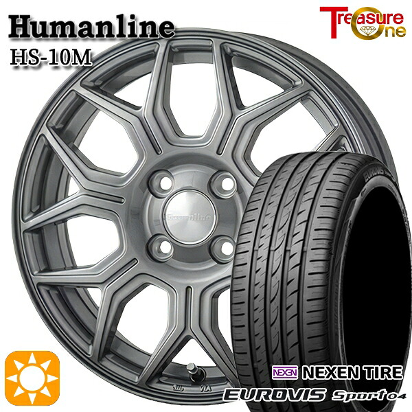 【取付対象】165/60R14 75H ロードストーン ユーロビズ Sport 04 トレジャーワン ヒューマンライン HS10M　ダークグレー 14インチ 4.5J 4H100 サマータイヤホイールセット ｜エムオートギャラリー