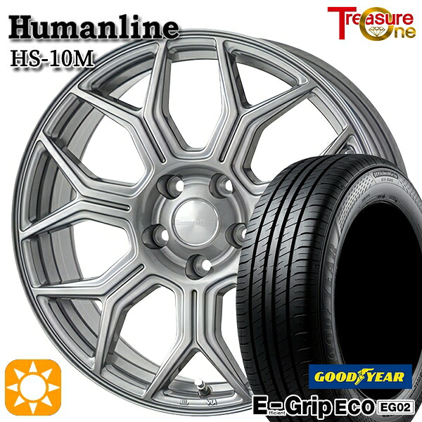 【取付対象】ライズHB ロッキーHB 205/60R16 92H グッドイヤー エフィシェントグリップ EG02 トレジャーワン ヒューマンライン HS10M　ダークグレー 16インチ 6.5J 5H100 サマータイヤホイールセット ｜エムオートギャラリー 49,320円