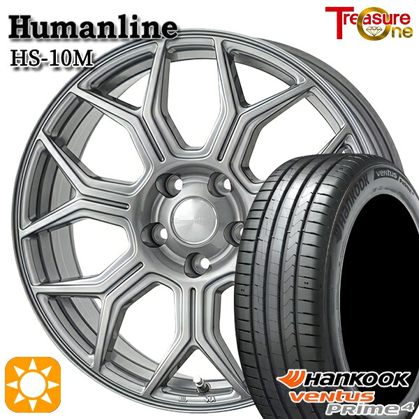 【取付対象】リーフ アクセラ 205/55R16 94V XL ハンコック veNtus PRime4 K135 トレジャーワン ヒューマンライン HS10M　ダークグレー 16インチ 6.5J 5H114.3 サマータイヤホイールセット
