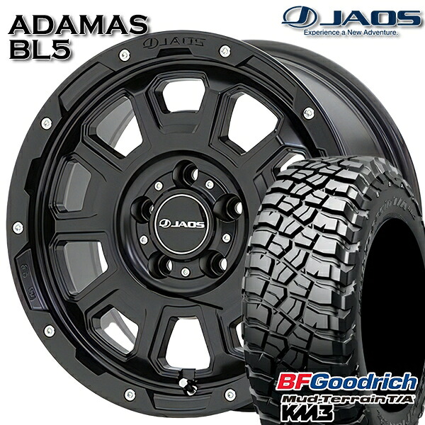 【取付対象】JEEPラングラー 265/65R17 120/117Q RBL BFグッドリッチ マッドテレーン T/A KM3 ジャオス アダマス BL5 マットブラック 17インチ 7.5J 5H127 サマータイヤホイールセット