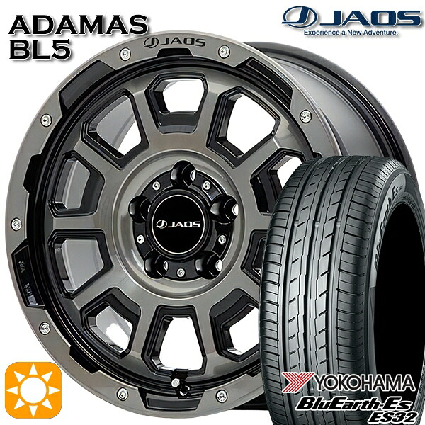 【取付対象】エクストレイル フォレスター 225/60R17 99H ヨコハマ ブルーアース ES32 ジャオス アダマス BL5 スモークポリッシュブラック 17インチ 7.5J 5H114.3 サマータイヤホイールセット ｜エムオートギャラリー