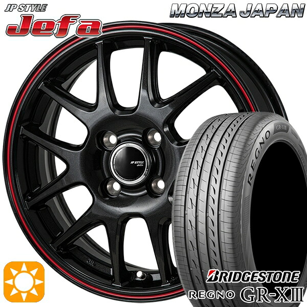 【取付対象】アクア デミオ ノート 195/55R16 91V XL ブリヂストン レグノ GR-X3 モンツァ JPスタイル ジェファ パールブラック/レッドライン 16インチ 6.0J 4H100 サマータイヤホイールセット |エムオートギャラリー
