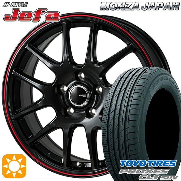 【取付対象】エスティマ ヤリスクロス 215/60R16 95V トーヨー プロクセス CL1 SUV モンツァ JPスタイル ジェファ パールブラック/レッドライン 16インチ 6.5J 5H114.3 サマータイヤホイールセット