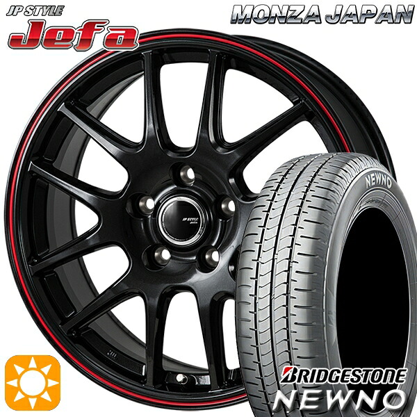 【取付対象】215/60R16 95H ブリヂストン ニューノ モンツァ JPスタイル ジェファ パールブラック/レッドライン 16インチ 6.5J 5H114.3 サマータイヤホイールセット |エムオートギャラリー