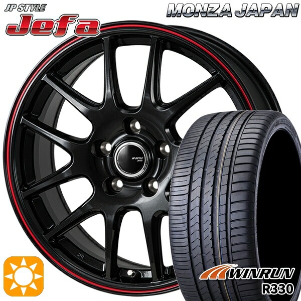 【取付対象】レクサスNX 235/55R18 104V XL ウィンラン R330 モンツァ JPスタイル ジェファ パールブラック/レッドライン 18インチ 7.5J 5H114.3 サマータイヤホイールセット |エムオートギャラリー