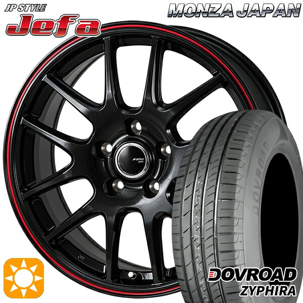 【取付対象】セレナ ラフェスタ 195/60R16 89H DOVROAD ザイファイラ モンツァ JPスタイル ジェファ パールブラック/レッドライン 16インチ 6.5J 5H114.3 サマータイヤホイールセット ｜エムオートギャラリー 54,480円