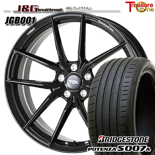 アウディ A4 245/30R20 90Y XL ブリヂストン ポテンザ S007A トレジャーワン 鍛造 J&Gブレイクスルー JGB001 ブラック 20インチ 8.5J 5H112 サマータイヤホイールセット