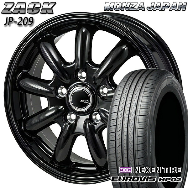 【取付対象】185/65R15 ネクセン ロードストーン ユーロビズ HP02 モンツァ ザック JP209 グロスブラック 15インチ 6.0J 5H114.3 サマータイヤホイールセット |エムオートギャラリー