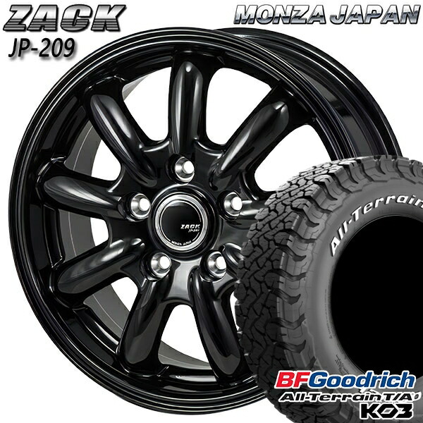 【取付対象】235/70R16 110/107S RWL BFグッドリッチ オールテレーン T/A KO3 モンツァ ザック JP209 グロスブラック 16インチ 6.5J 5H114.3 サマータイヤホイールセット