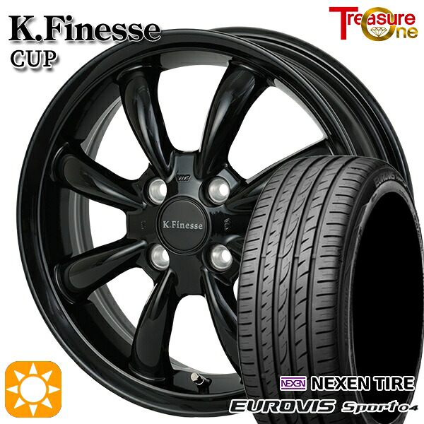 【取付対象】エブリィワゴン 165/60R14 75H ロードストーン ユーロビズ Sport 04 トレジャーワン ケイフィネス カップ ブラック 14インチ 4.5J 4H100 サマータイヤホイールセット