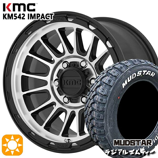 【取付対象】225/65R17 102T マッドスター ラジアルM/T KMC KM542 IMPACT SATINBLACK MACHINED 17インチ 8.0J 5H114.3 サマータイヤホイールセット |エムオートギャラリー